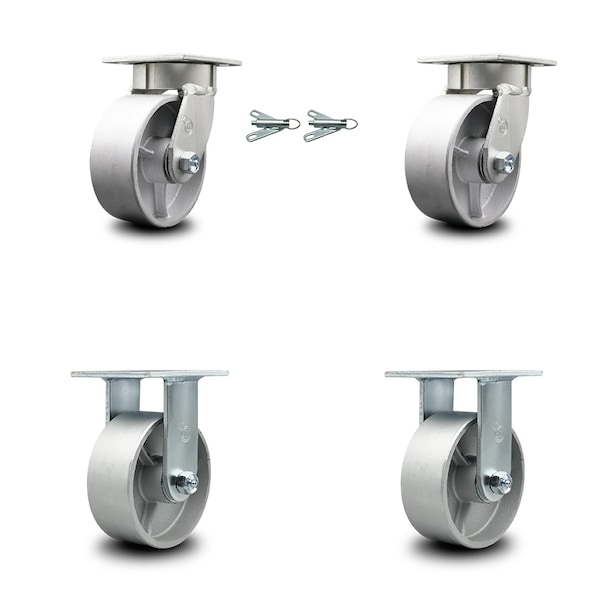 5 Inch Kingpinless Semi Steel Wheel Caster Swivel Locks 2 Rigid SCC, 2PK